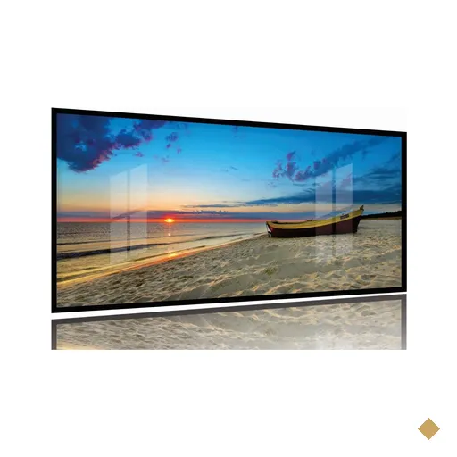 Quadro Decorativo Praia Mar Areia Mosaico 130x60 Moldura Preta 2x2