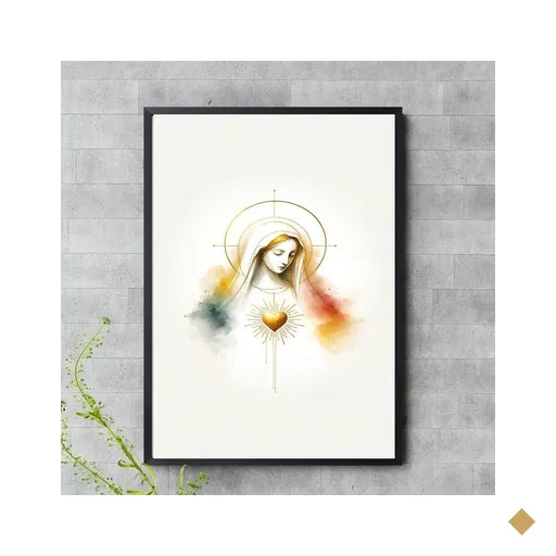 Quadro Virgem Maria Minimalista 24x18cm:madeira Preta