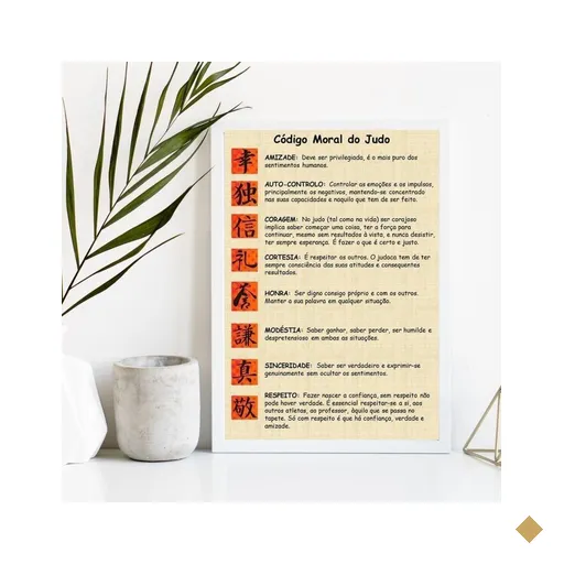 Quadro Decorativo Código Moral Do judô 33x24cm - com Vidro:madeira Branca