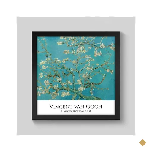 Quadro Vincent Van Gogh Almond Blossom, 1890 Arts Memphis 20x20cm Moldura Caixa…