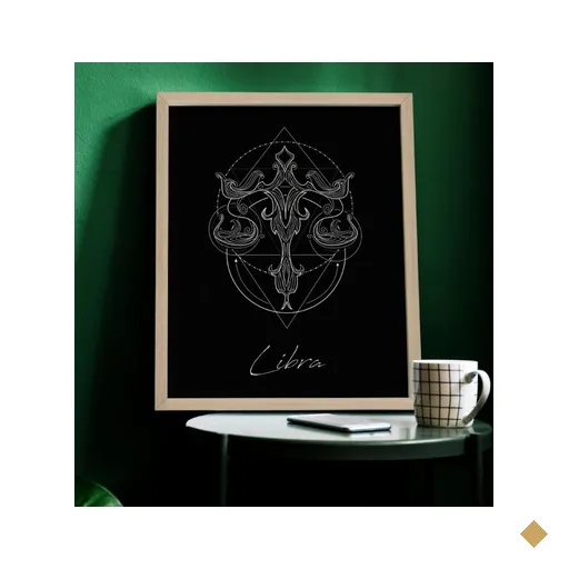 Quadro Decorativo Signo Libra 30x40 cm - Moldura Madeira Clara