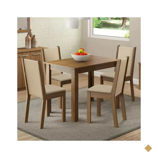 Conjunto Sala de Jantar Cíntia Madesa Mesa Tampo de Madeira com 4 Cadeiras -…