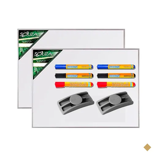 KIT 2 Quadros Branco Standard 120x90 cm Moldura Alumínio Pop Referência 5605…