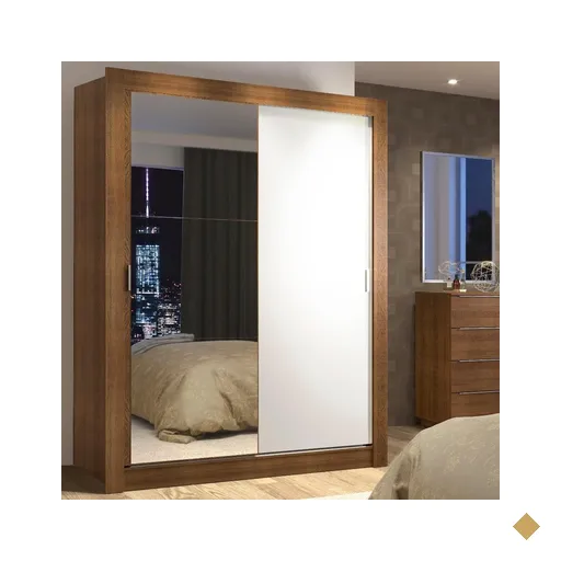 Guarda-Roupa Solteiro Madesa Denver 2 Portas de Correr com Espelho - Rustico…