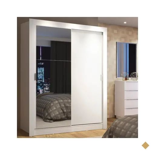 Guarda-Roupa de Solteiro Madesa Denver 2 Portas de Correr com Espelho - Branco