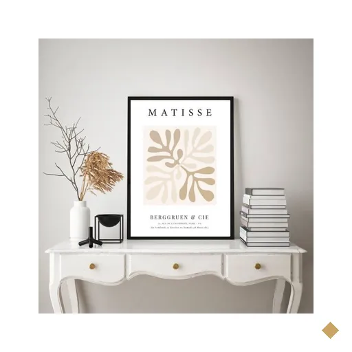 Quadro Matisse Coral - Paleta Bege 33x24cm - com Vidro:moldura Preta