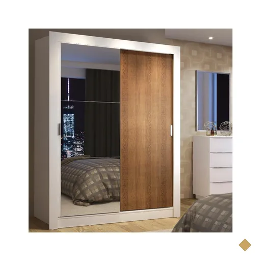 Guarda-Roupa Solteiro Madesa Denver 2 Portas de Correr com Espelho -…