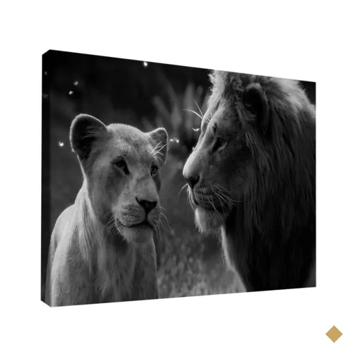 Quadro Rei e Rainha da Selva Pb Br Artes Médio 84x54