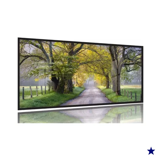 Quadros Decorativos Natureza Paisagem Arvores 130x60 Moldura Preta 2x2