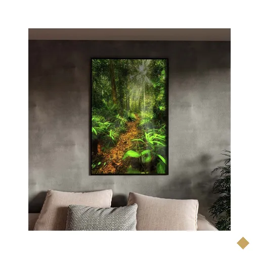 Quadro Decorativo Tela Canvas Paisagem Forest Trail com Moldura Preto - 150x80…
