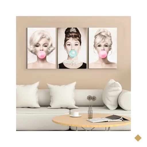 Kit 03 Quadros Quadro Chicletes-1,20x0,60 - Quarto- Sala