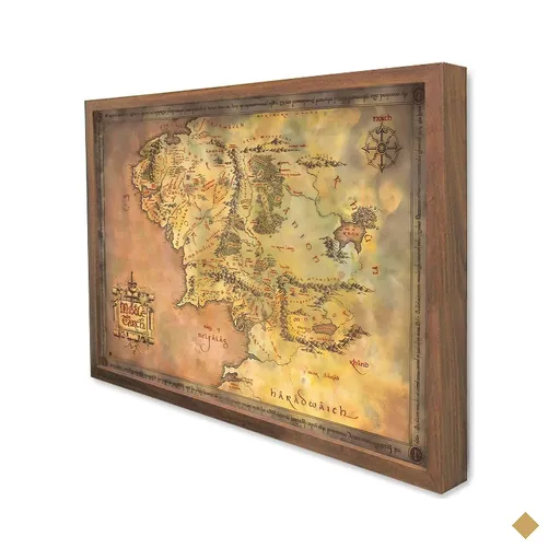 Quadro Decorativo Mapa Senhor Dos Anéis em Moldura Caixa Tacolado Moldura…