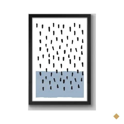 Quadro Abstrato Padrão Barrado - 90x60cm - Moldura Caixa Preto