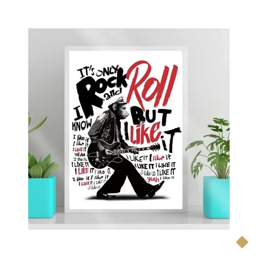 Quadro Decorativo Macaco It´s Only Rock And Roll 33x24cm:Madeira branca