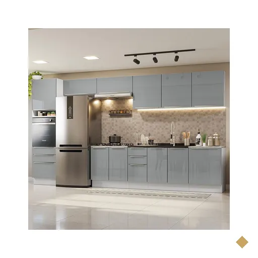 Armário de Cozinha Completa 400cm Branco/Cinza Lux da Thauane Madesa