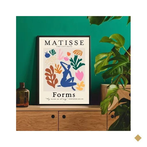Quadro Decorativo Abstrato Formas De matisse 45x34cm:madeira Branca