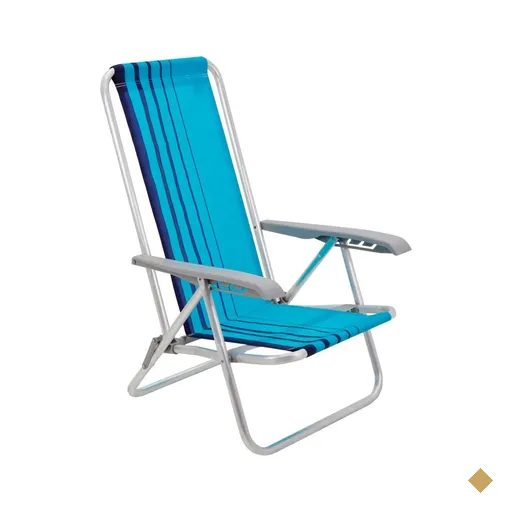 Cadeira de Praia Reclinável Tramontina Bali Baixa em Alumínio com Assento Azul