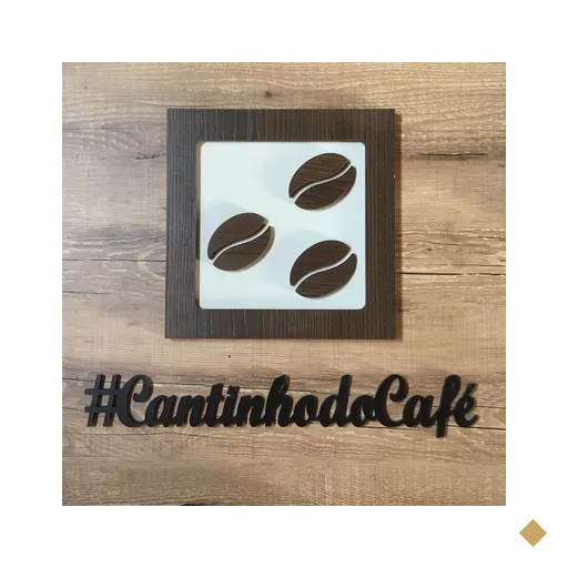 Cantinho do Café frase 50 cm + 1 Quadro 30 cm Mdf laminado Grãos - Moldura…