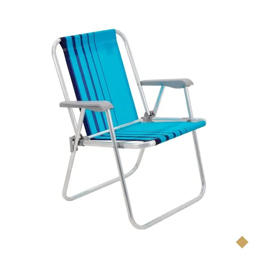 Cadeira de Praia Tramontina Samoa Alta em Alumínio com Assento Azul