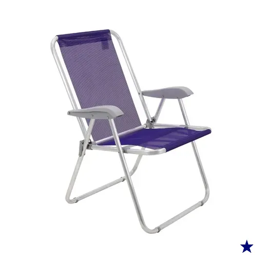 Cadeira de Praia Tramontina Creta Master em Alumínio com Assento Roxo
