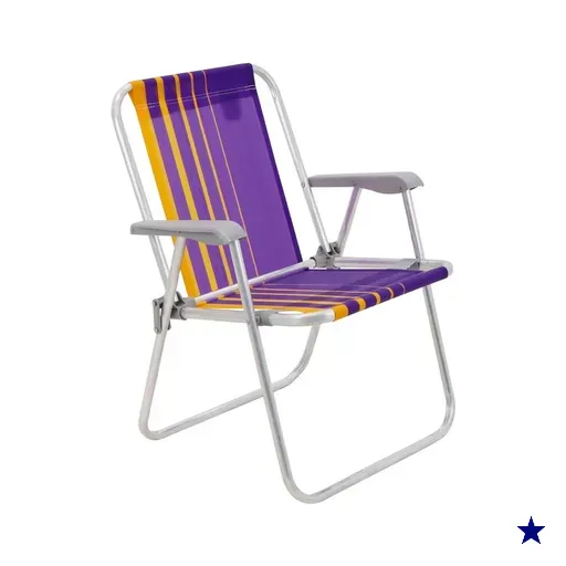 Cadeira de Praia Tramontina Samoa Alta em Alumínio com Assento Roxo e Amarelo