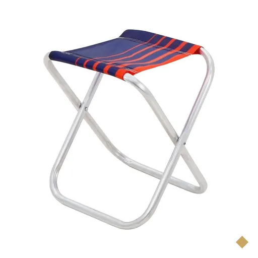 Banqueta de Praia Tramontina Fiji em Alumínio com Assento Azul Escuro e Laranja