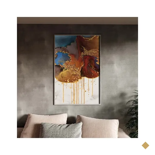 Quadro Decorativo Tela Canvas Abstrato Elemento Terra com Moldura Prata -…