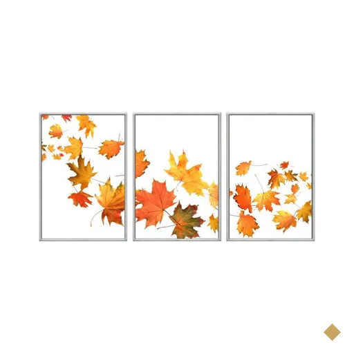 Kit 3 Quadros Decorativos 60x80cm Canvas Folhas de Outono Ao Vento Flnt050