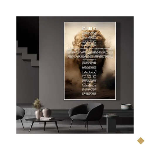 Quadro Decorativo Salmo 91 Leão Correndo no Deserto Sala Quarto Casa…