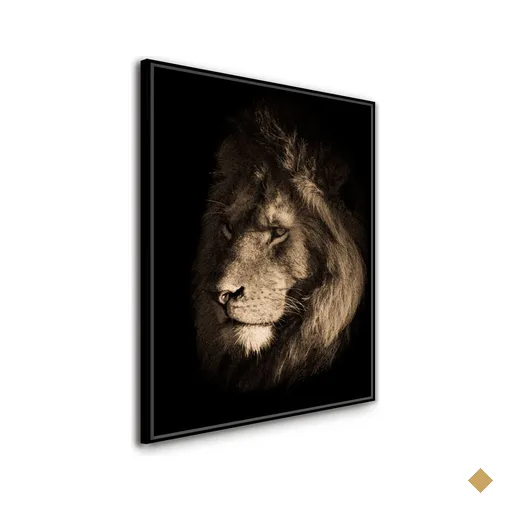 QUADRO EM TELA CANVAS LEÃO COM FUNDO PRETO:Preta