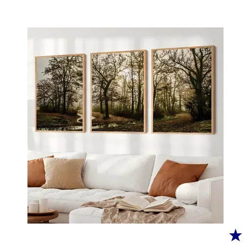 Kit Quadro Decorativo 3 Telas O Caminho das Arvores TaColado Moldura Caixa 3cm…