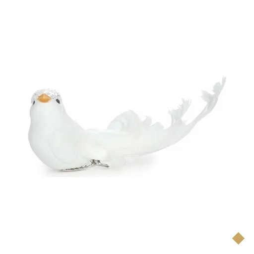 Pássaro Decoração Natal 4x4x12Cm Branco