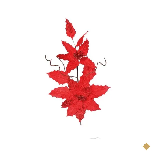 Flor Decoração Natal Cabo Médio 65x30Cm Vermelho
