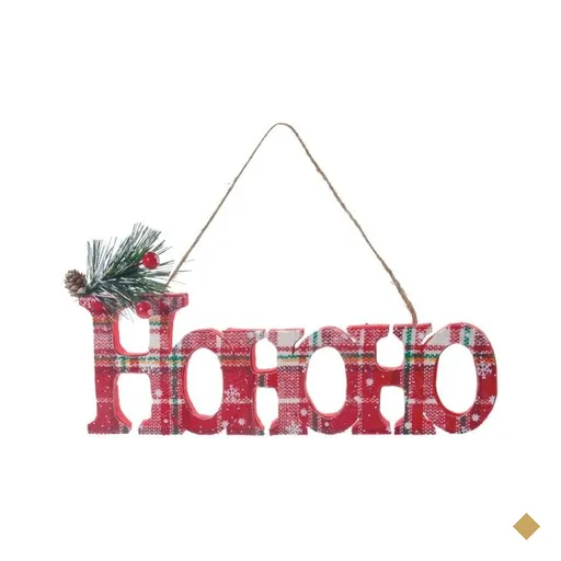 Decorativo Natal Hohoho para Pendurar 16x48cm Vermelho