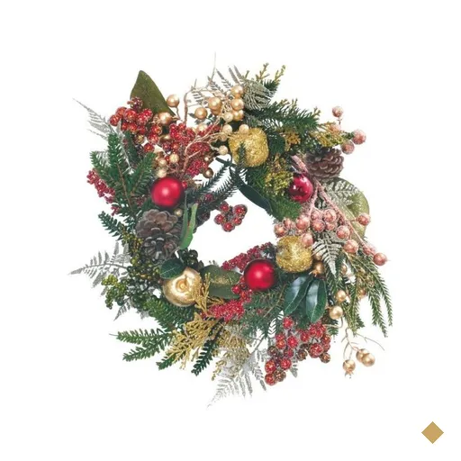 Guirlanda Decoração Natal C/Frutas 23x23cm Vermelho