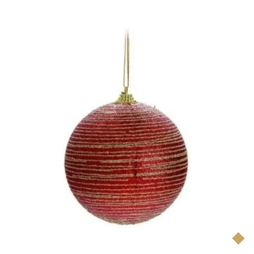 Bolas Arvore de Natal Glitter Espiral Vermelho Ouro - 4 Unidades 10 Cm