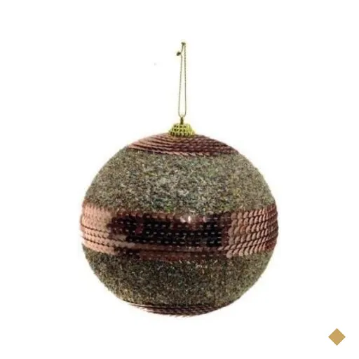 Bola Arvore de Natal Nude Claro com Lantejoula - 15 Cm