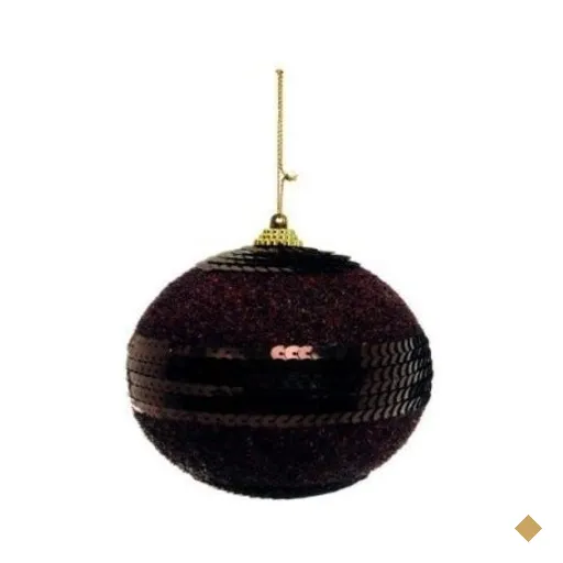 Bola Arvore de Natal Marrom Claro com Lantejoula - 15 Cm