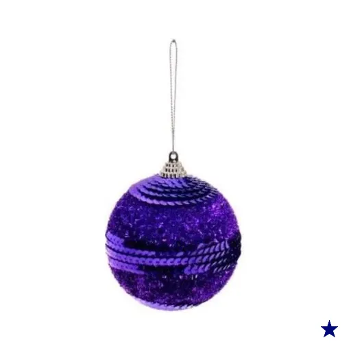 Bolas Arvore de Natal Lilás Claro com Lantejoula - 4 Unidades 12 Cm