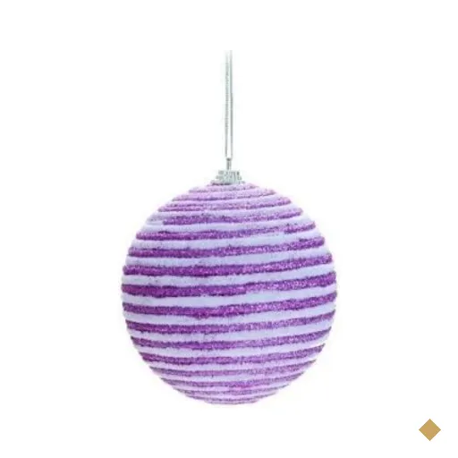 Bolas Arvore de Natal Glitter Espiral Rosa Branco - 6 Unidades 8 Cm