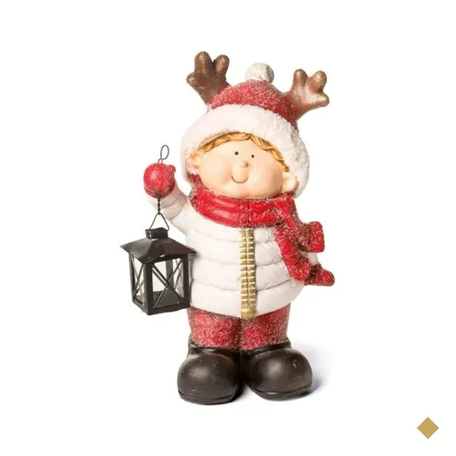 Gartotinho C/Touca Em Resina Decoração Natal 40cm Vermelho