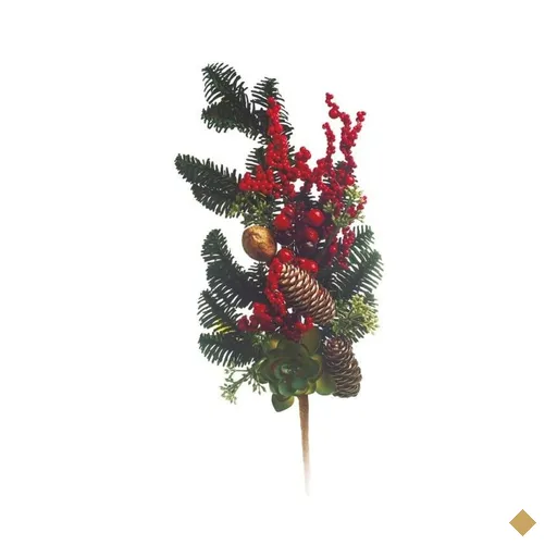 Galho Decoração Natal para Árvore 50cm com Frutas Vermelho