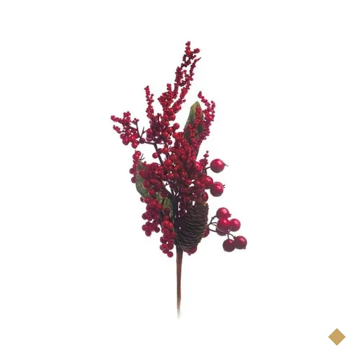 Galho Decoração Natal para Árvore com Frutas 50cm Vermelho