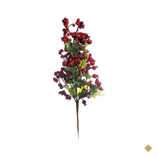 Galho Decoração Natal para Árvore 55cm Com Frutas Vermelho