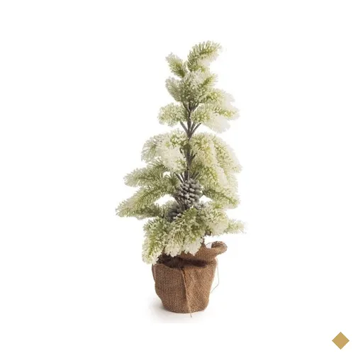 Pinha Decoração Natal Base Juta C/Neve 60x30cm Branco