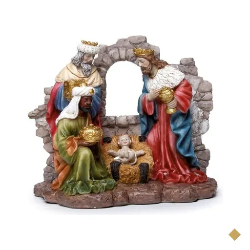 Cenário Natalino Três Reis C/Menino Jesus 16X19cm Resina