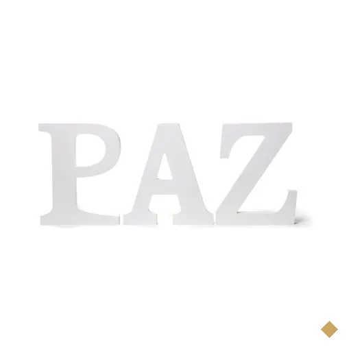 Letra De Madeira Decoração Natal 15x13Cm Paz Branco