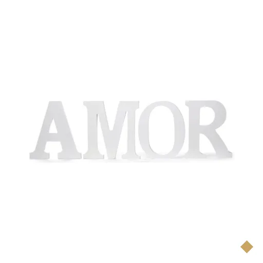 Letra De Madeira Decoração Natal 25x23Cm Amor Branco