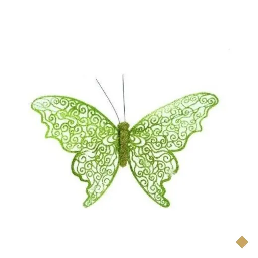 Borboletas para Arvore de Natal com Glitter Verde - 6 Unidades