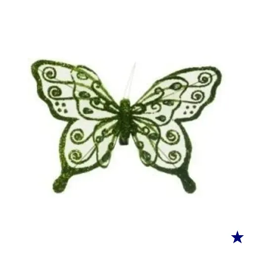 Borboletas para Arvore de Natal Dupla M Verde - 6 Unidades